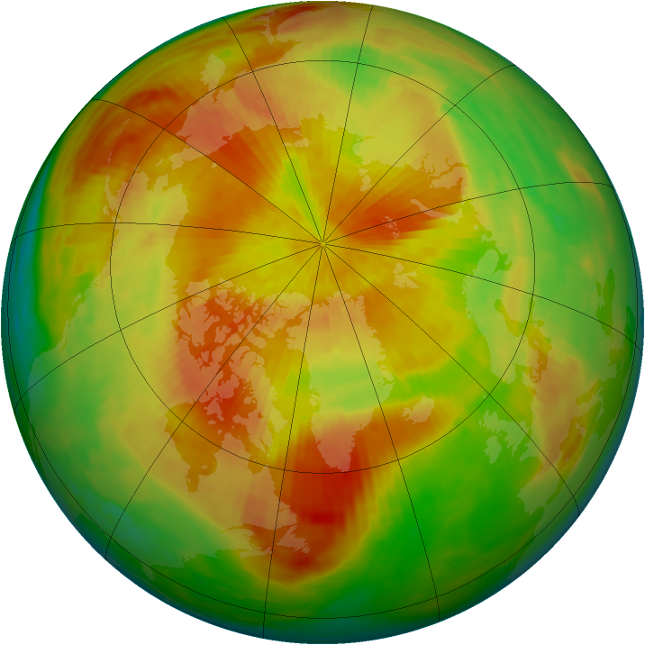 Arctic ozone map for 16 April 1992